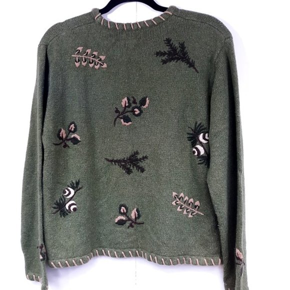 Christopher & Banks Sweater Women's Large GUC Wool Blend Fall Hand Embroidered - Picture 3 of 6